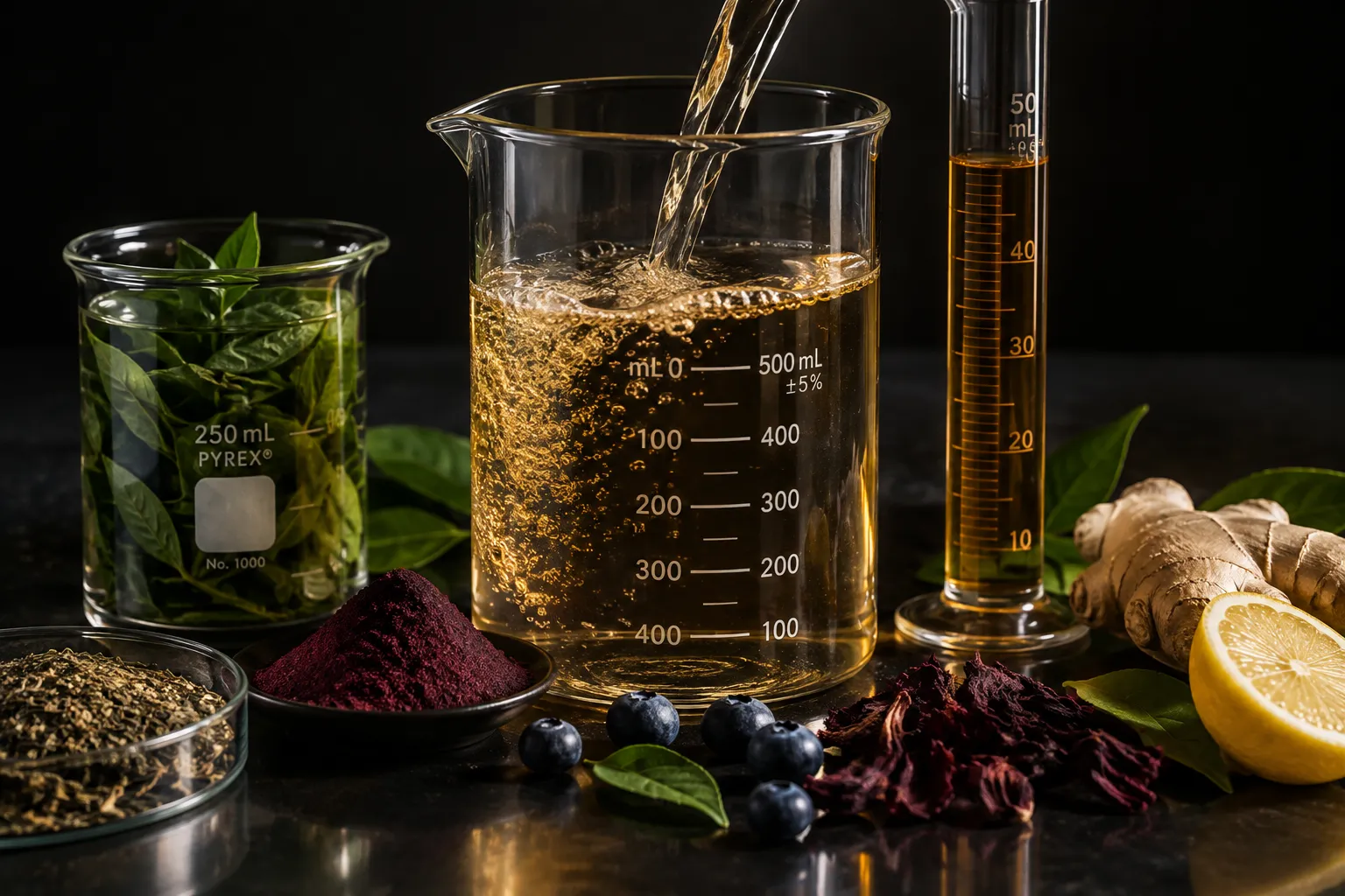 Botanical extracts in glassware